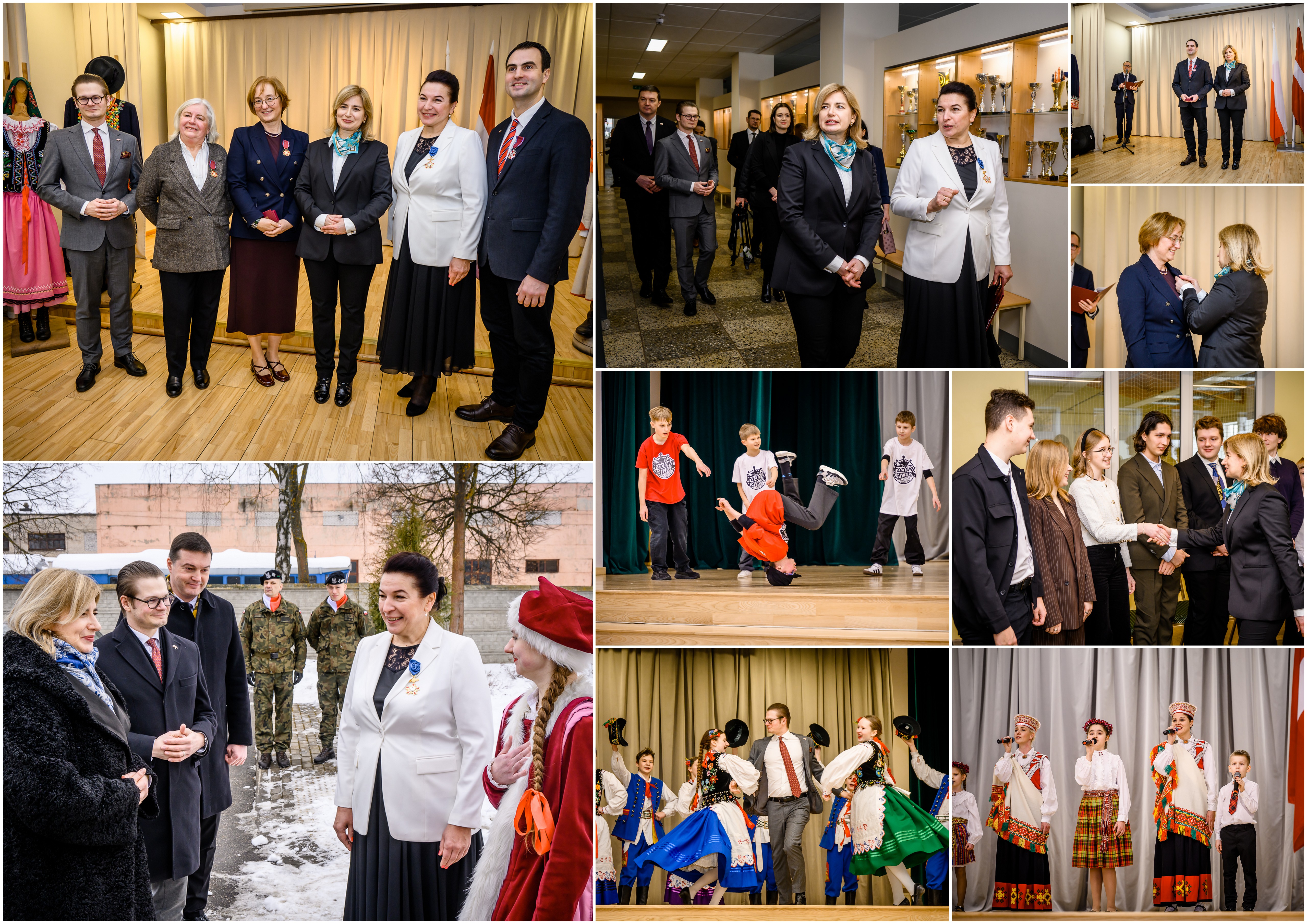 POLIJAS MINISTRE AGNIESZKA JĘDRZAK APMEKLĒJA SKOLU UN PASNIEDZA POLIJAS PREZIDENTA APBALVOJUMUS DIREKTOREI UN 3 PEDAGOĢIEM